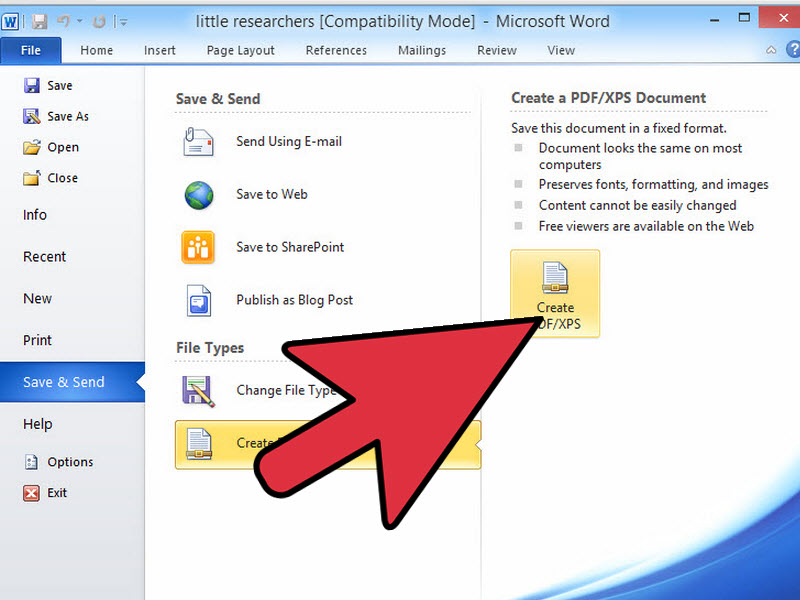 Convert a Microsoft Word Document to PDF Format Step 4 이미지